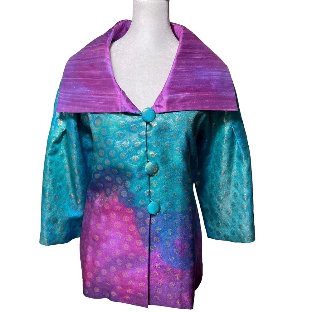 Louise Blumberg Santa Barbara Wearable Art Silk Jacket Unique Couture M